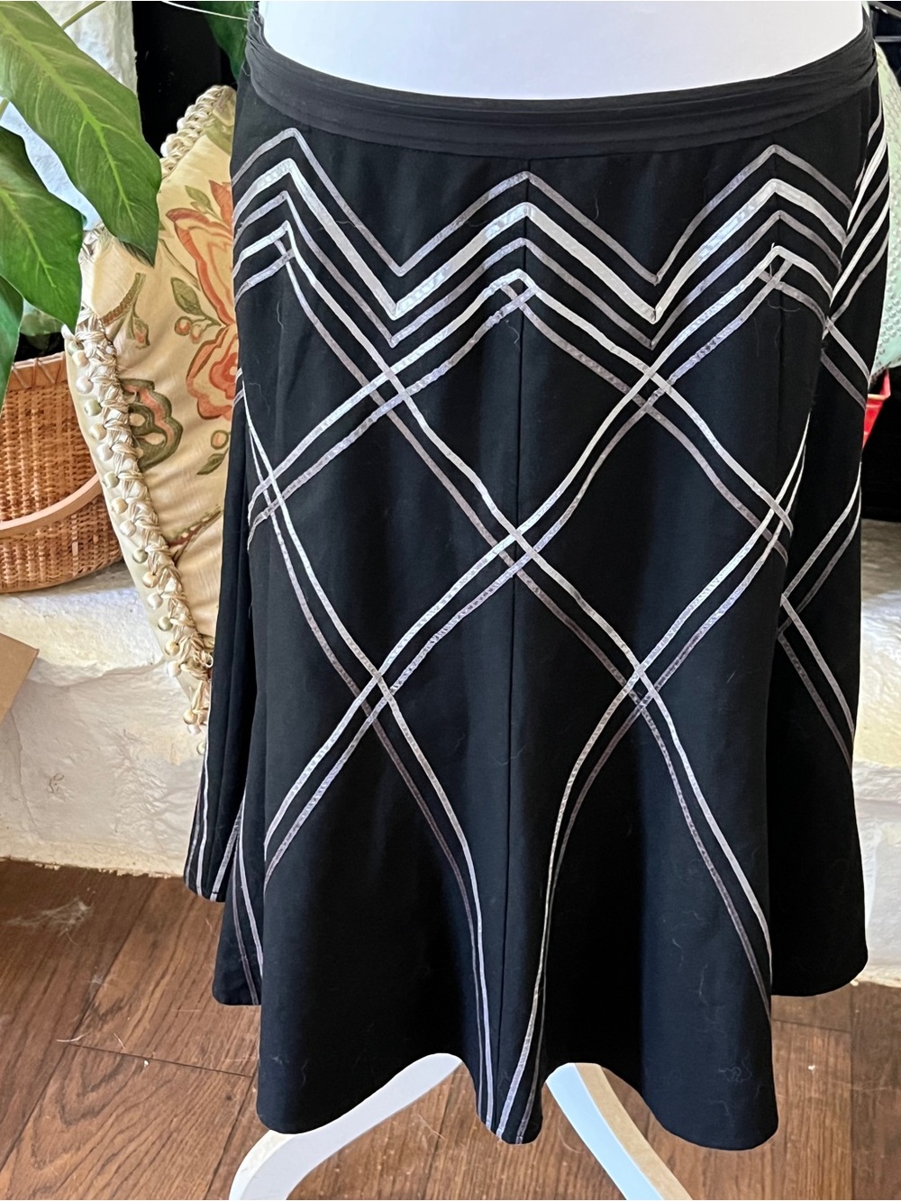 The Limited Black Geometric A-Line Skirt Women’s Size 12